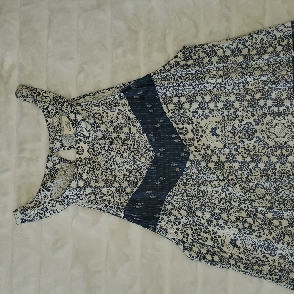 blue white midi dress